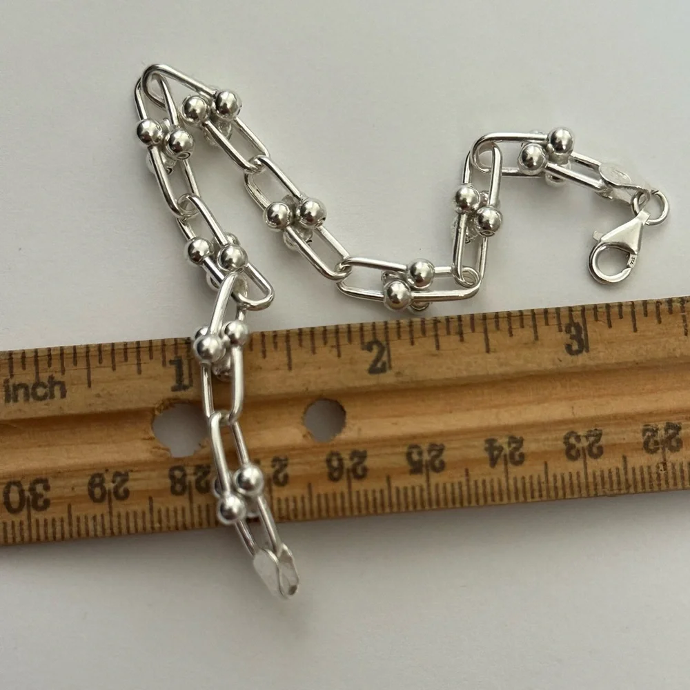 Unisex bracelet 925 silver link chain 7.5 inches